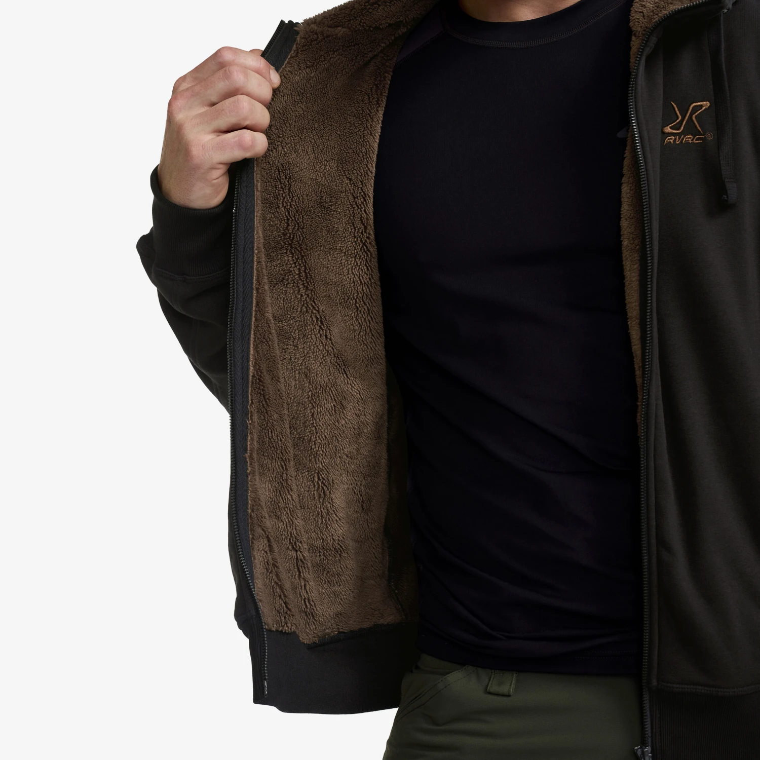 Pile Lined Hoodie Men Black 9 Pile Lined Hoodie Men Black - Image 7